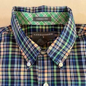 ☀️SALE☀️ SADDLEBRED Short Sleeve Men's button down shirt Size L